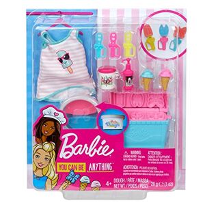 Barbie Pack Accessoires Cuisine et Pâtisserie Glace, Boîte de Pâte à Modeler, Débardeur pour Poupée et Accessoires, Jouet pour Enfant, GHK40 Multicolore - Publicité