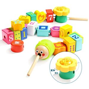 TOP BRIGHT Jouet Billes de Laçage en Bois pour Fille 2 Ans, Jouet Montessori d'apprentissage Compétences Motrices Fines pour Enfant, Jeux avec Chiffre et Forme Cadeau Educatif pour Garçon - Publicité