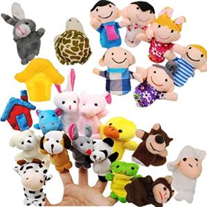 JZK 24 Ensemble de Marionnettes à Doigts Famille Peluche Animaux Jouets à Doigts Remplisseurs de Sac de Fête Finger Marionnettes pour Enfants - Publicité