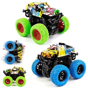 Shayson Jouet Enfant 2 3 Ans, Monster Truck, Voitures à Friction Camions à Traction Ensembles de Véhicules à Inertie, Cadeau pour Les Bébés Garçons Fille, 2 Jeux (Monster Truck Original) - Publicité