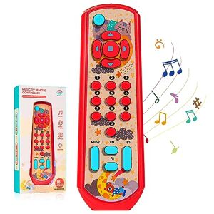 Aolso Télécommande TV, Jouet télécommandé de Musique, télécommande du simulateur de bébé, Apprentissage Pendant 6 Mois + Garçons ou Filles, 3 Modes de Langue (Rouge) - Publicité