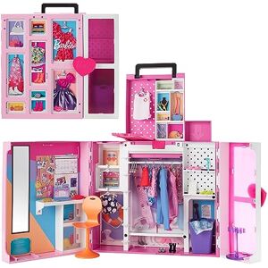 Barbie Dressing De Rêve Avec Espace Jeu Sur 2 Niveaux, Plus De 60 Cm De Large, Plus De 15 Espaces Rangement, Tenues Et Accessoires Inclus, Jouet Enfant, A Partir De 3 Ans, HBV28 - Publicité