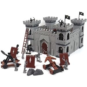 Asudaro Château Jouet Playset Modèle, Ancien Romain Assemblé Chevalier Jouets Modèle DIY Médiéval Miniature Jouet Modèle Comprenant Château Chariots Soldats Médiéval en Plastique Chevalier Action - Publicité