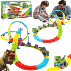 CLOUDEMO 2024 Best Dinoswift Soar with The Anti-Gravity Dinosaur Car 360° Electric Climbing Anti-Gravity Track Dinosaur Car, Dino Swift Anti Gravity Dinosaur Car with Lights and Music (Green,216pcs) - Publicité