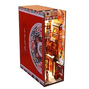 Tanant Kit de construction de puzzle 3D en bois avec étagère lumineuse LED pour coin de livre Maquette de maison de poupée miniature Cadeau créatif pour les anniversaires Taverne japonaise 3D - Publicité