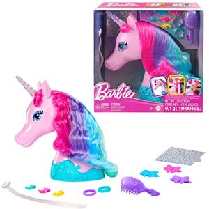 Barbie Tête À Coiffer Licorne Contes De Fées avec Crinière Aux Couleurs Féeriques, Accessoires Et Autocollants Scintillants, Jouet Enfant, Dès 3 Ans, HMD83 - Publicité