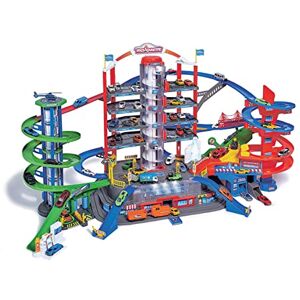 Majorette Super City Garage Train Motorisé 7 Niveaux de Jeu avec 2 Ascenseurs Automatisés Pompier + Police + Héliport 35 Places de Parking 6 Véhicules Inclus 212059989 - Publicité