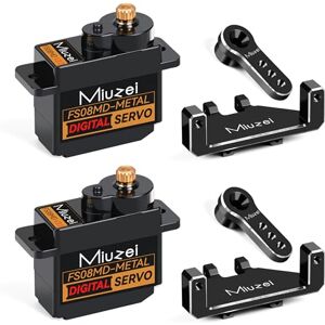 Miuzei Micro 180° Servomoteur Cuivre Métallique Engrenage Digital Servo Rc pour Arduino Scx24 Ax24 Robot Bateau Voiture 1/10 1/8 1/12 Avec Servo Câble,Corne,Servo Support Accessoire(Noir 2 Pièces) - Publicité