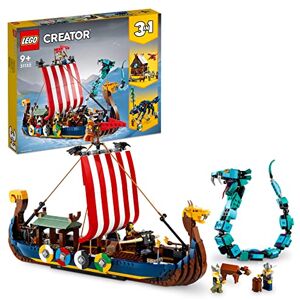 Lego 31132 Creator 3-en-1 Le Bateau Viking et Le Serpent de Midgard: Set Transformable en Maison avec Dragon ou Loup, Jouet Multifonction Stimulant l'Imagination, Idée Cadeau pour Enfants - Publicité