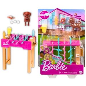 Barbie Mobilier pour poupée Coffret Babyfoot avec Figurine Chien, Accessoires Inclus, Jouet pour Enfant, GRG77 - Publicité