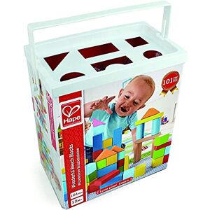 Hape Jouet en Bois Construction Enfant 12 mois et plus Blocs de Construction Multicolore Jouet Éveil Fille et Garçon Baril Formes Géométriques à Bouts Ronds & Peinture Non Toxique Dès 1 an - Publicité