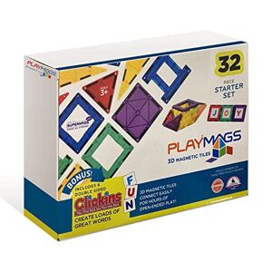 Playmags Ensemble De 100 Blocs Magnétiques 3D pour Enfants - Jouets À  Aimant Puissant STEM - Construction Magnétiques - Tuiles Magnétiques  Colorées Et