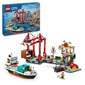 Lego City Le Port et Le Navire Marchand Jouet de Construction pour Garçons et Filles à Partir de 8 Ans Cadeau pour Enfants Grue à Containers et Bateau avec 8 Minifigurines 60422 - Publicité