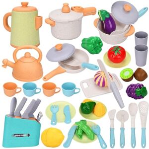 YUTUY Accessoire Cuisine Enfant 42 pcs avec Pots et Casseroles,Ustensile Cuisine Enfant, Fruits et Légumes Jeux,Pots et Casseroles Jouet,Chef Jeu de Rôle Cadeau pour Garçons Filles 3 4 5 Ans - Publicité