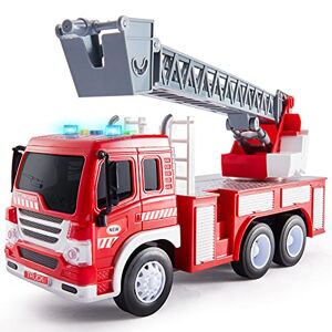 HERSITY Camion de Pompier Jouet avec Sonore et Lumineux, Grand Construction Véhicule Enfant avec L'échelle Extensible, Friction a Voiture Cadeaux pour Garçon Fille 3 4 5 Ans - Publicité
