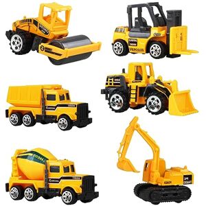 Ksopsdey 6pcs Camion de Transporteur Engins de Chantier Voiture, Mini Camion de Construction, Mini véhicules pour Enfants 3+ Ans, Jeux de Construction Cadeaux d'anniversaire, Jouet Camion Poubelle - Publicité