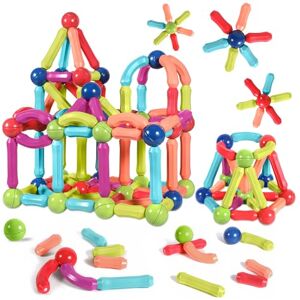 AOUVT 64 Pcs Jouets de Blocs de Construction 3D Magnétiques Set,Cadeau de Jouet d'apprentissage Éducatif pour Garçons et Filles de 3 à 12 Ans - Publicité