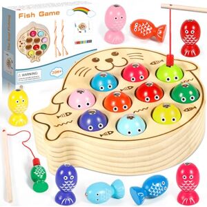 Jouets en Bois Jeu de pêche, Jeux Montessori Magnétique aux Abeilles Jouet  Enfant 2-en-1 pour Bébés Jouets Cadeau Pour Garçons Filles 2 3 4 5 Ans