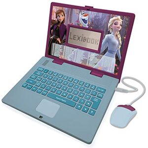 Lexibook Disney Frozen 2 Ordinateur portable éducatif et bilingue espagnol/anglais Jouet pour filles avec 124 activités d'apprentissage, jeux et musique avec Elsa et Anna Bleu/Violet - Publicité