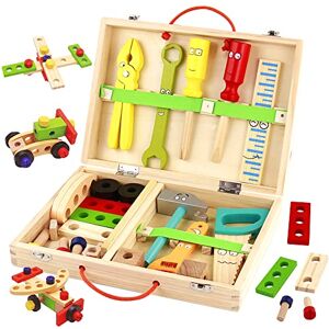 Victse Boite Outils, Jouet de Construction en Bois pour Enfant de 3