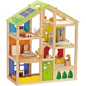 Hape Maison de Poupées Toute Saison Meublée Pour Enfants 2 ans et Plus Idéale pour Jeux de Rôle, Communication et Échange Jeu Amusant & Ludique Bois Robuste avec Peinture sans Solvant - Publicité