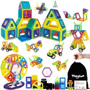 Theefun Construction Magnetique Enfant 100 Pièces, Blocs de Construction Magnétique Jeux de Construction Magnetique pour Garçons et Filles Créatif et éducatif pour Enfants de 3 4 5 6 7 Ans - Publicité