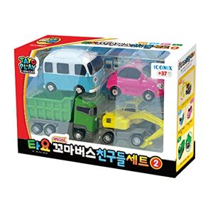 Tayo The Little Bus  Friends Special 4Pcs Mini Car Set II : Coréenne Made TV animation Toy (Max + Poco + Heart + BongBong) - Publicité