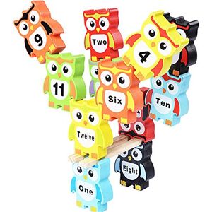 Oostifun Gobus coloré en Bois Hibou Blocs de Construction empilant Briques Jouets Jeu d'équilibre Jeu pour Enfants Nombre Mots Apprentissage - Publicité