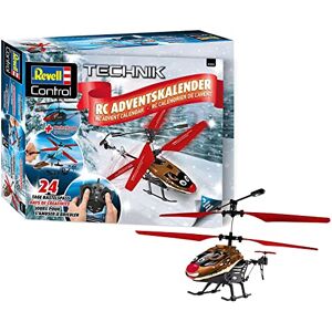 Revell Control- Calendrier de l'Avent RC Hélicoptère avec télécommande 2,4 GHz Éclairage LED Gyro, Piles incluses Véhicule à Construire en 24 Jours Avant Noël et à Piloter, 01033, Rouge - Publicité