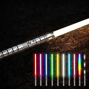 Kriogor Sabre Laser, RVB 10 Couleurs 8 Effets Sonores Lightsaber, abre Laser FX de 77 cm de Long, Poignée en métal et Lame en Acrylique, Jouets Cadeaux et Cosplay pour Enfants Adultes (1 Pack) - Publicité