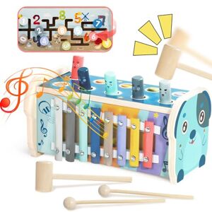 Nuheby Jouet Bebe 1 an Jeux Montessori 1 an Cadeau Enfant Bebe 1 2 3 an Fille Garcon 3 en 1 Jouets en Bois Jeu Motricité Fine Xylophone Bebe Banc de Marteau Labyrinthe Jeu… - Publicité