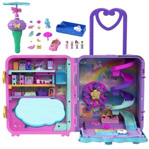 Polly Pocket Coffret Valise Pollyville, Jeu Valise Touristique avec 5 Zones De Jeu, Comprend 4 Figurines Et 1 Véhicule Pocket, Plus 25 Accessoires Inclus, Jouet pour Enfant de 4 Ans et Plus, HKV43 - Publicité