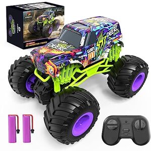 DEERC Voiture télécommandée 1:10 avec lumières RC Voiture 48km/h 4WD  Offroad Hobby Grade Monster Crawler avec 2 Batteries 40 Minutes d'autonomie  2