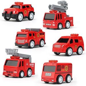 Ksopsdey 6pcs Camion de Pompier Jouet Voiture, Mini Véhicules de Sauvetage du Service d'incendie, Miniature Pompier, Camion Pompier Jouet Enfant, Mini Modèles Voitures Friction Firetruck Ambulance Voiture - Publicité