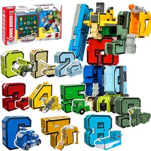 QSLKI Robots transformateurs à Chiffres, Jouets transformateurs pour Cadeau d'anniversaire, Blocs de Construction, Jouets intellectuels pour Enfants, Jouets éducatifs Robot 3-6 Ans (Type 1（0-9）) - Publicité