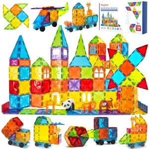 Theefun Blocs Construction Magnétiques 110 Pièces, Blocs de Construction Magnétiques Enfants 3 4 5 6 7 8 Ans Jouets 3D de Jeux Construction Magnétique éducatifs Cadeau pour Garçons et Filles - Publicité