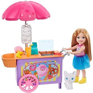 Barbie Famille Coffret Chelsea Stand de Glaces, Mini-poupée rousse, Figurine Chat, Chariot de Glaces et Accessoires, Jouet pour Enfant, GHV76 Multicolore - Publicité