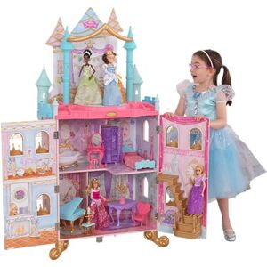 COSTWAY Maison de Poupée en Bois à 3 Etages avec 5 Pièces et 10 Meubles, Maison  Barbie Rose avec Autocollants Princesses, Jeu d'Imitation pour Enfants de  3-7 Ans, 60 x 25 x 70 cm