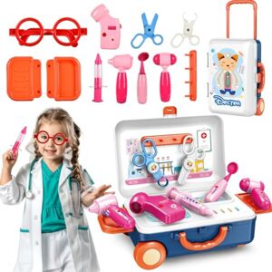 JONRRYIN Malette Docteur Enfant, Kit Docteur avec Thermomètre, Seringue et Sac de médecin Portable, Mallette de Médecin Jeu d’Imitation Cadeau pour 3 4 5 Ans Enfant Garçons Filles - Publicité