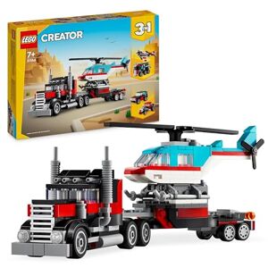 Lego Creator 3-en-1 Le Camion Remorque avec Hélicoptère, Set de Véhicules avec Jouet d'Hélicoptère et Camion, Avion et Camion-Citerne, Hot Rod et VUS, Cadeau pour Garçons et Filles Dès 7 Ans 31146 - Publicité