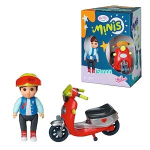 BABY born Minis Set avec Simon & son Scooter 906118 Poupée de 7 cm avec des accessoires exclusifs & corps mobile pour un jeu réaliste Convient aux enfants de 3 ans+ - Publicité