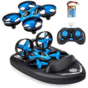 SeeKool Mini Drone pour Enfants/Bateaux télécommandés pour piscines et Lacs/Voiture RC-Car 3 en 1 Jouet aéroglisseur imperméable et réversible Mode RC Quadricoptère RC,Un Cadeau d'anniversaire - Publicité