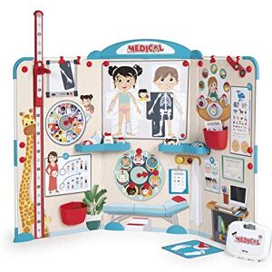 Smoby Cabinet Médical Jouet d'Imitation pour Enfant Triptyque Pliable Jouer au Docteur Nombreux Accessoires Médicaux Inclus Dès 3 Ans 340208 Bleu - Publicité