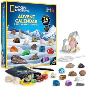 National Geographic Calendrier de l'Avent Bandai JM80000U   Sciences minérales et fossiles pour Filles et garçons avec 24 véritables spécimens et Un kit Complet de creusement   Excellent STEM pour - Publicité