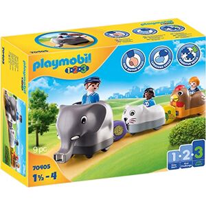 Playmobil 1.2.3 70405 Train des Animaux avec Trois Personnages, des Animaux et des Accessoires Mes Premiers Apprendre en s'amusant pour Les Tout-Petits 18-36 Mois - Publicité