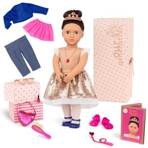 Our Generation Amora Poupée de 46 cm – Cheveux et Yeux Bruns – 3 Tenues et Accessoires de Coiffure dans Un Coffret Cadeau – Jeu de Simulation – Jouets pour Enfants à partir de 3 Ans - Publicité