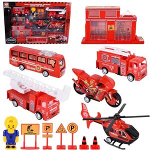 Herefun Camion de Pompier Jouet Voiture, Véhicules de Construction Enfant, Mini Modèles Voitures Friction Firetruck Ambulance Voiture Cadeau pour Garçons et Filles de Petites (Style Aléatoire) - Publicité