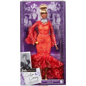 Barbie Coffret Poupée Femmes D’Exception Celia Cruz en Robe De Sirène en Dentelle Rouge, Socle Inclus, À Collectionner, Jouet Enfant, A Partir De 6 Ans, HJX31 - Publicité