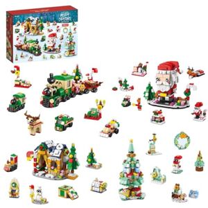 Glimetal Calendrier de l'Avent 2023 Sapin de Noël Briques de construction pour enfants et adultes 24 jouets de Noël Train d'animaux Maison Jouets de construction Blocs de serrage - Publicité