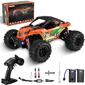 Aomdom Voiture Telecommandé Adulte,1:16 Voiture RC 4x4 Voiture RC Enfant 2.4GHz Voiture 4WD Camion Telecommande à Grande Vitesse, 4x4 RC électrique Crawlers Véhicule 2 Batteries 45min+ (Orange) - Publicité